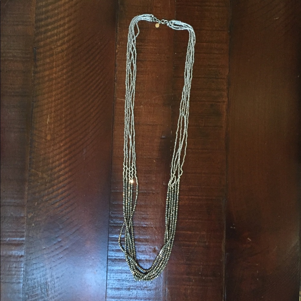 LOFT silver tri-shade multi-strand beaded necklace